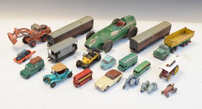 Lot 277 - Group of model cars including Vanwall, Dinky, Lesney Lambretta etc.