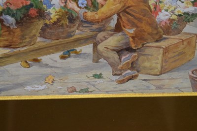 Lot 323 - Antonio Paoletti (Italian, 1834-1912)  - Watercolour - Flower seller, Venice