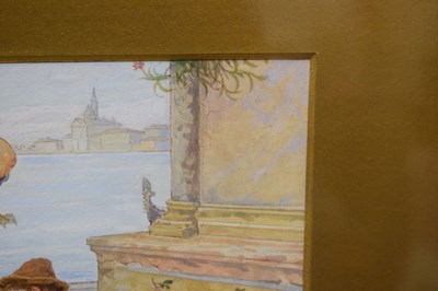 Lot 323 - Antonio Paoletti (Italian, 1834-1912)  - Watercolour - Flower seller, Venice