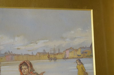 Lot 325 - Antonio Paoletti (Italian, 1834-1912) - Watercolour - Lady with basket, Venezia, 1909