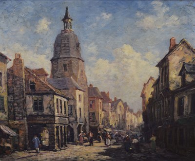 Lot 286 - Continental School, 19th century - Oil on board - Street scene