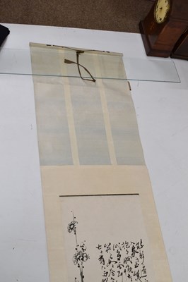Lot 250 - Manner of Zhao Shao'ang, (1905-1998) - Chinese watercolour scroll painting depicting a plum tree