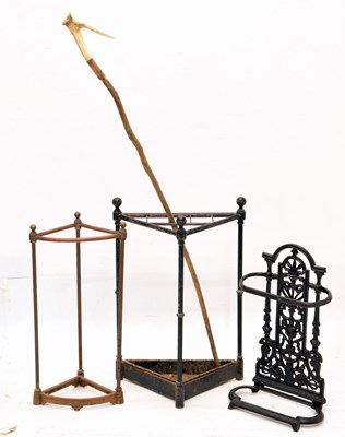 Lot 504 - Three stick stands and a antler topped stick