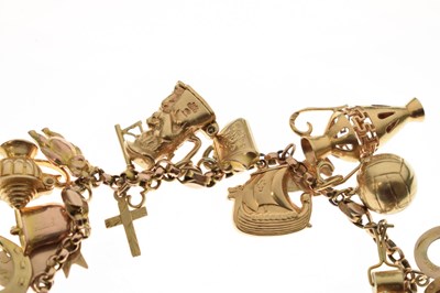 Lot 72 - 9ct gold belcher link charm bracelet