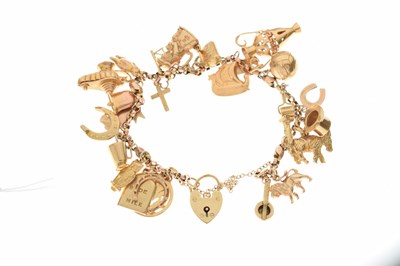 Lot 72 - 9ct gold belcher link charm bracelet