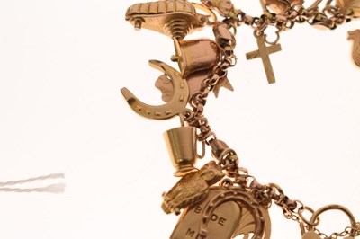 Lot 72 - 9ct gold belcher link charm bracelet