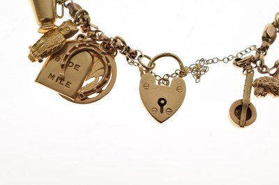 Lot 72 - 9ct gold belcher link charm bracelet