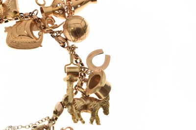 Lot 72 - 9ct gold belcher link charm bracelet