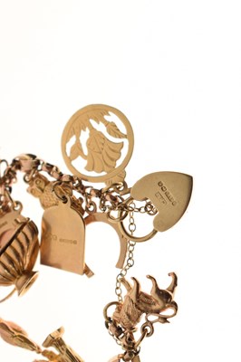 Lot 72 - 9ct gold belcher link charm bracelet