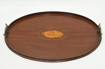 Lot 503 - Inlaid mahogany oval shaped tray