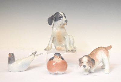 Lot 286 - Royal Copenhagen - Three animal figures and Lladro dog