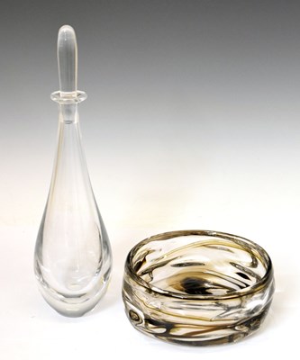 Lot 270 - Whitefriars 'knobbly' bowl, together with an Orrefors glass decanter