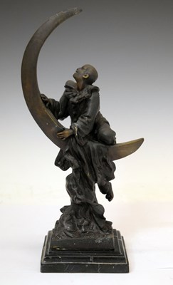 Lot 218 - A. Colinet - Bronzed figure of 'Pierrot on the moon'