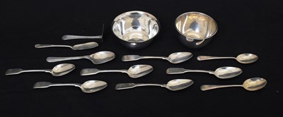 Lot 128 - Two Edward VII silver bowls, together with a quantity of silver teaspoons, etc