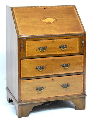 Lot 417 - Early 20th century inlaid mahogany bureau of narrow proportions