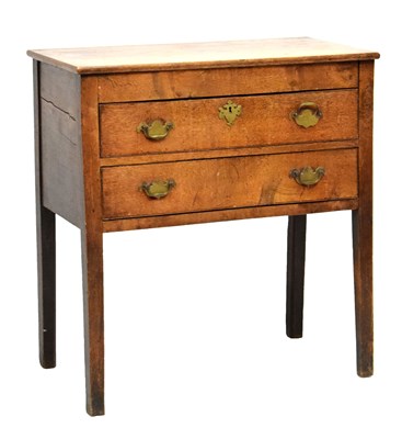 Lot 454 - George III oak two-drawer side table