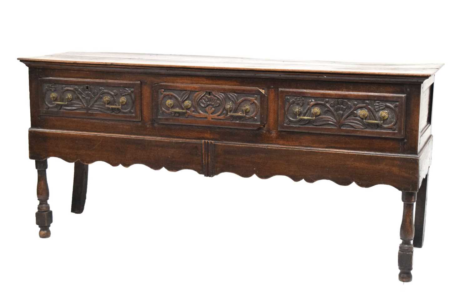 Lot 475 - Mid 18th century oak low dresser