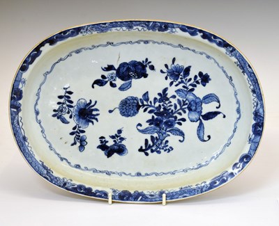 Lot 227 - Chinese export porcelain blue and white oval dish