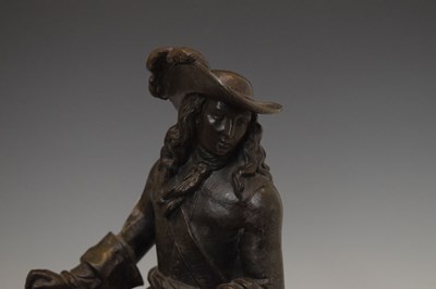 Lot 219 - Spelter figure of a cavalier on horse back