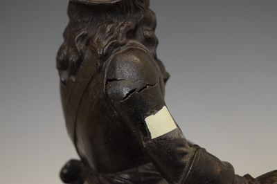Lot 219 - Spelter figure of a cavalier on horse back