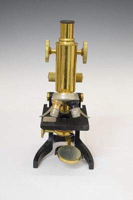 Lot 228 - Cased J. Swift & Son, London 'Army' brass and lacquered metal microscope