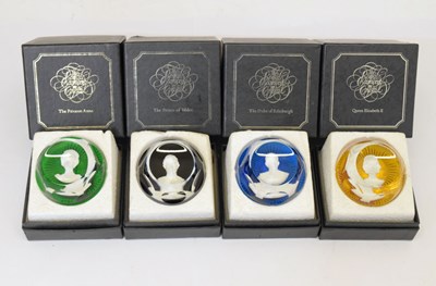 Lot 269 - Set of four Baccarat 'Royal cameos In Crystal' glass paperweights