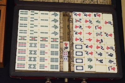 Lot 182 - Cased Jaques of London Deluxe Double Nine Dominoes set and Mah-Jongg