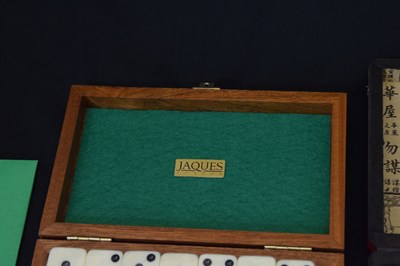 Lot 182 - Cased Jaques of London Deluxe Double Nine Dominoes set and Mah-Jongg