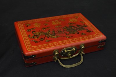 Lot 182 - Cased Jaques of London Deluxe Double Nine Dominoes set and Mah-Jongg