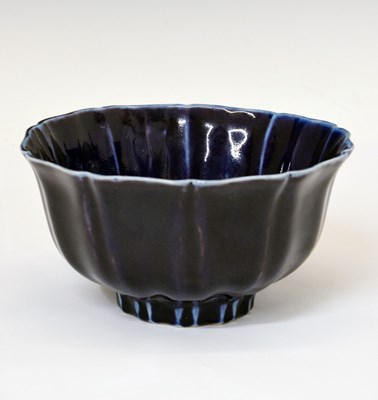 Lot 235 - Chinese porcelain dark monochrome blue glaze bowl