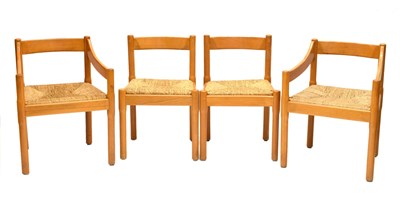 Lot 386 - Set of four Vico Magntretti Caramite chairs