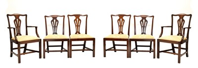 Lot 436 - Set of four country Chippendale mahogany dining chairs, and two later carvers