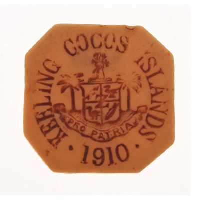 Lot 154 - Cocos (Keeling) Island octagonal ivorine token/coin, 1910