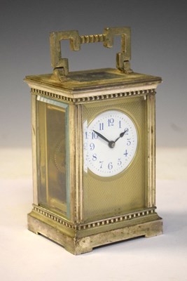 Lot 371 - Silver plate on brass carriage clock