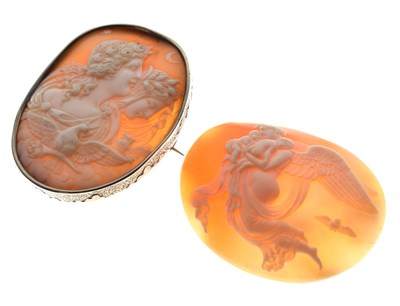 Lot 47 - Carved shell cameo brooch depicting Eos and Selene