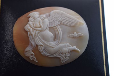 Lot 47 - Carved shell cameo brooch depicting Eos and Selene