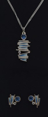 Lot 70 - Sheila Fleet (Orkney) 'Moonlight' silver and enamel pendant