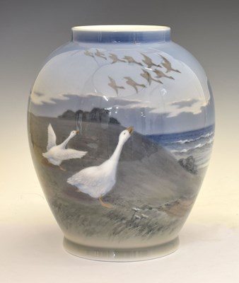 Lot 223 - Large Royal Copenhagen vase - Geese