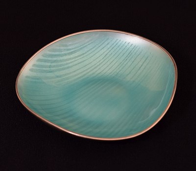 Lot 94 - Anton Michelsen - Danish white metal and green enamel dish