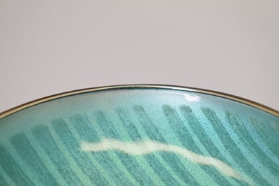 Lot 94 - Anton Michelsen - Danish white metal and green enamel dish