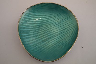 Lot 94 - Anton Michelsen - Danish white metal and green enamel dish