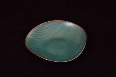 Lot 94 - Anton Michelsen - Danish white metal and green enamel dish