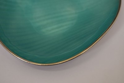 Lot 94 - Anton Michelsen - Danish white metal and green enamel dish