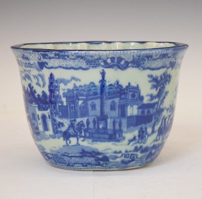 Lot 306 - Blue transfer-printed jelly mould, decorated in the 19th century manner