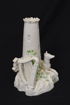 Lot 300 - Belleek tower centrepiece 223/800 and a quantity of teawares