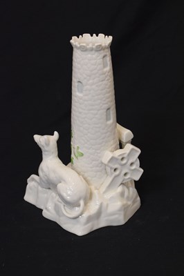 Lot 300 - Belleek tower centrepiece 223/800 and a quantity of teawares