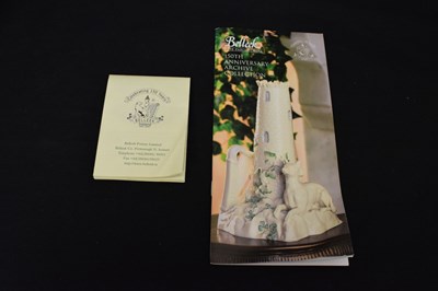 Lot 300 - Belleek tower centrepiece 223/800 and a quantity of teawares