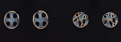 Lot 79 - Sheila Fleet (Orkney) Two pairs of silver and enamel ear studs