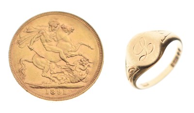 Lot 156 - Queen Victoria gold sovereign 1891