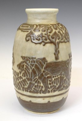 Lot 213 - Richard Joyce - Pilkington's low relief lapis vase